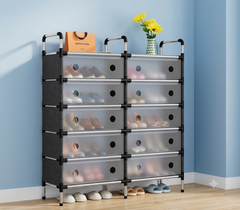 Zapatero Organizador Modular Premium (2 Columnas, 6 Niveles) | Protección Antipolvo y Diseño Ahorra Espacio