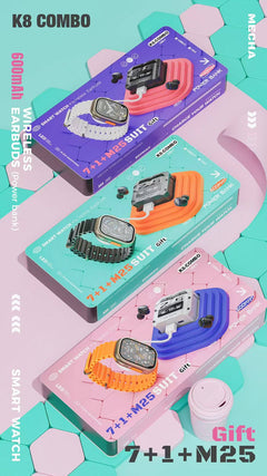 Super Combo SmartWatch Ultra 2 + 7 Pulsos + Audifonos Gamer